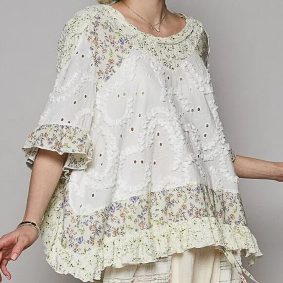 POL Lace Floral High Low Top Size Large - Picture 6 of 11